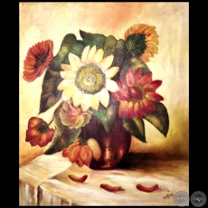 Jarrn con flores - Pintura al leo - Obra de Vicente Gonzlez Delgado